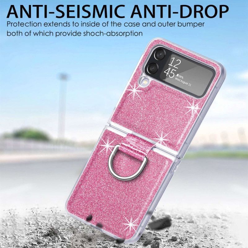 Flipové Puzdro Samsung Galaxy Z Flip 4 Kožené Puzdro Flitre A Prsteň