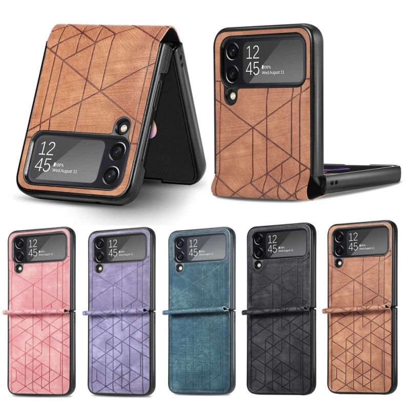 Flipové Puzdro Samsung Galaxy Z Flip 4 Kožené Puzdro Geometrické Čiary