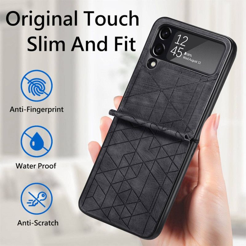 Flipové Puzdro Samsung Galaxy Z Flip 4 Kožené Puzdro Geometrické Čiary