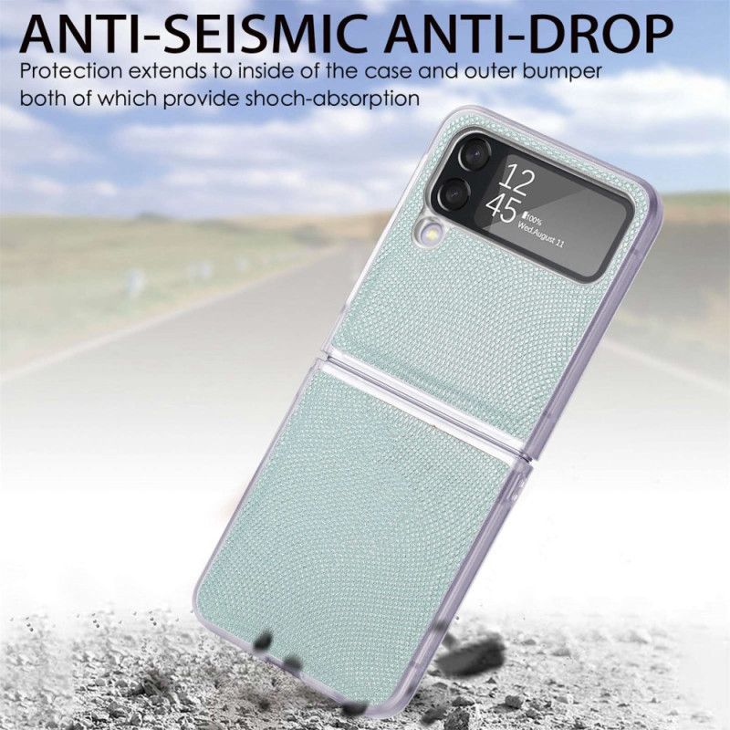 Flipové Puzdro Samsung Galaxy Z Flip 4 Kožené Puzdro Hadí Štýl Na Priehľadnom Silikóne