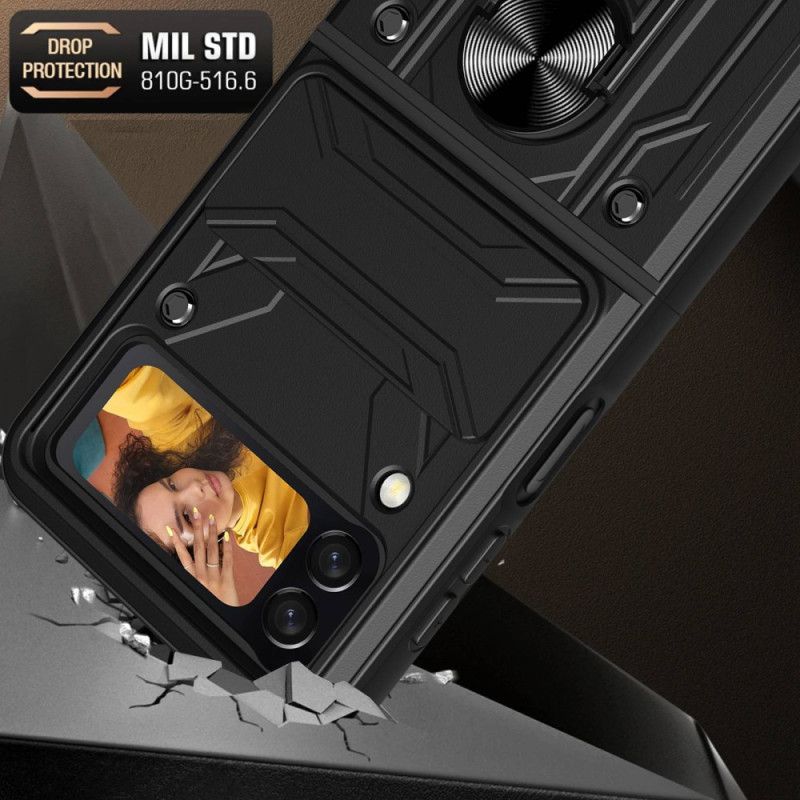 Flipové Puzdro Samsung Galaxy Z Flip 4 Kožené Puzdro Kryt Objektívu S Podporným Krúžkom