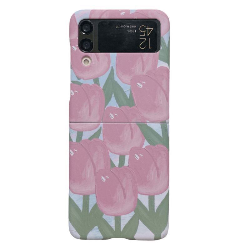 Flipové Puzdro Samsung Galaxy Z Flip 4 Kožené Puzdro Kvety