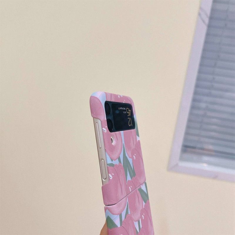 Flipové Puzdro Samsung Galaxy Z Flip 4 Kožené Puzdro Kvety