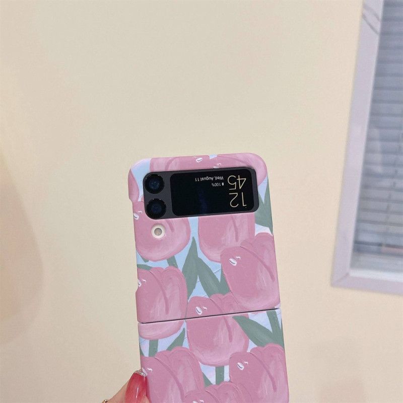 Flipové Puzdro Samsung Galaxy Z Flip 4 Kožené Puzdro Kvety