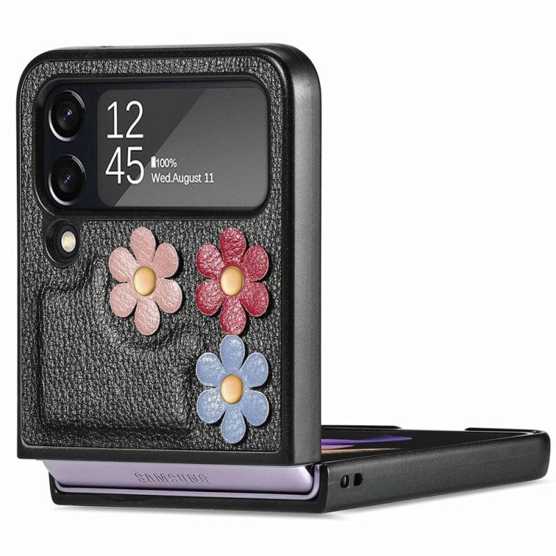Flipové Puzdro Samsung Galaxy Z Flip 4 Kožené Puzdro Kvety Z Umelej Kože