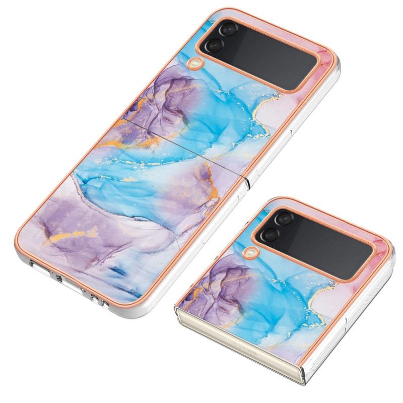 Flipové Puzdro Samsung Galaxy Z Flip 4 Kožené Puzdro Mramorový Dizajn