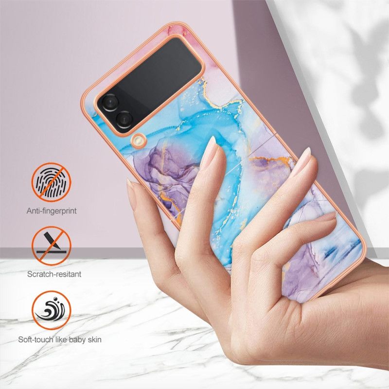 Flipové Puzdro Samsung Galaxy Z Flip 4 Kožené Puzdro Mramorový Dizajn