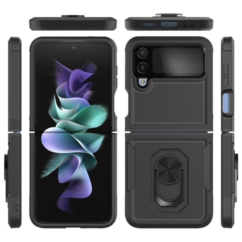 Flipové Puzdro Samsung Galaxy Z Flip 4 Kožené Puzdro Pevné S Kruhovou Podporou