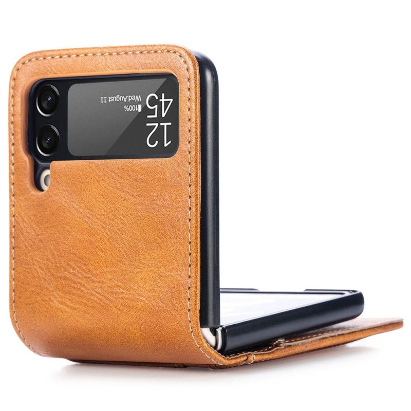 Flipové Puzdro Samsung Galaxy Z Flip 4 Kožené Puzdro Štýlový Kožený Držiak Na Karty