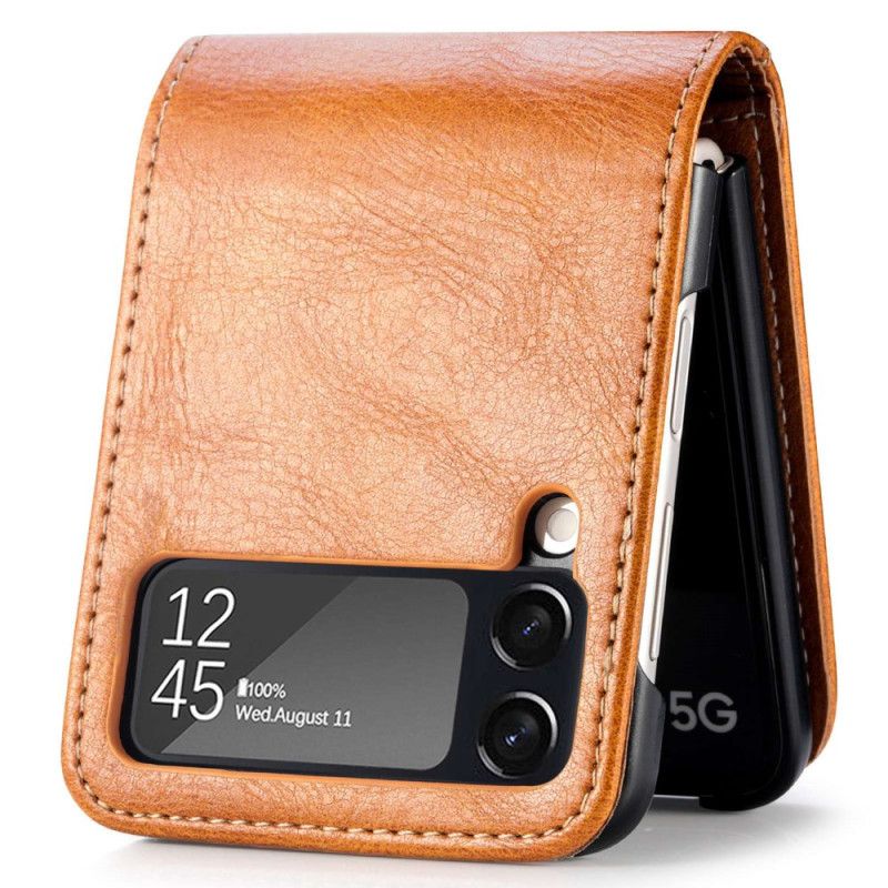 Flipové Puzdro Samsung Galaxy Z Flip 4 Kožené Puzdro Štýlový Kožený Držiak Na Karty
