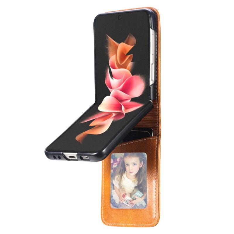 Flipové Puzdro Samsung Galaxy Z Flip 4 Kožené Puzdro Štýlový Kožený Držiak Na Karty