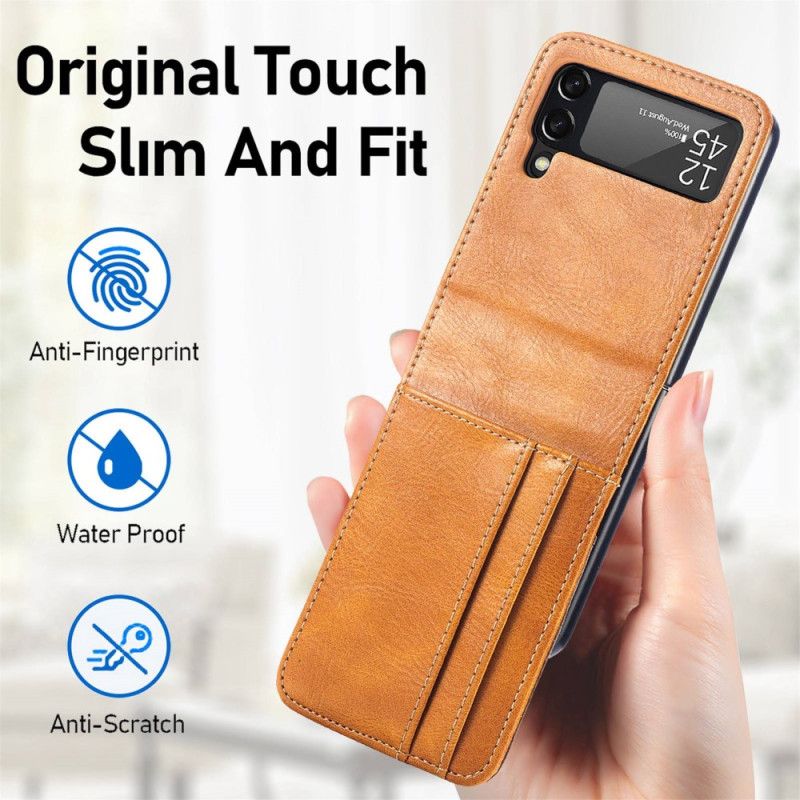 Flipové Puzdro Samsung Galaxy Z Flip 4 Kožené Puzdro Štýlový Kožený Držiak Na Karty