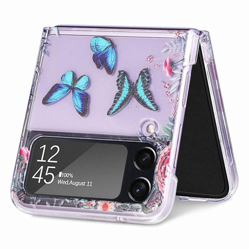 Flipové Puzdro Samsung Galaxy Z Flip 4 Kožené Puzdro Viaceré Motýle