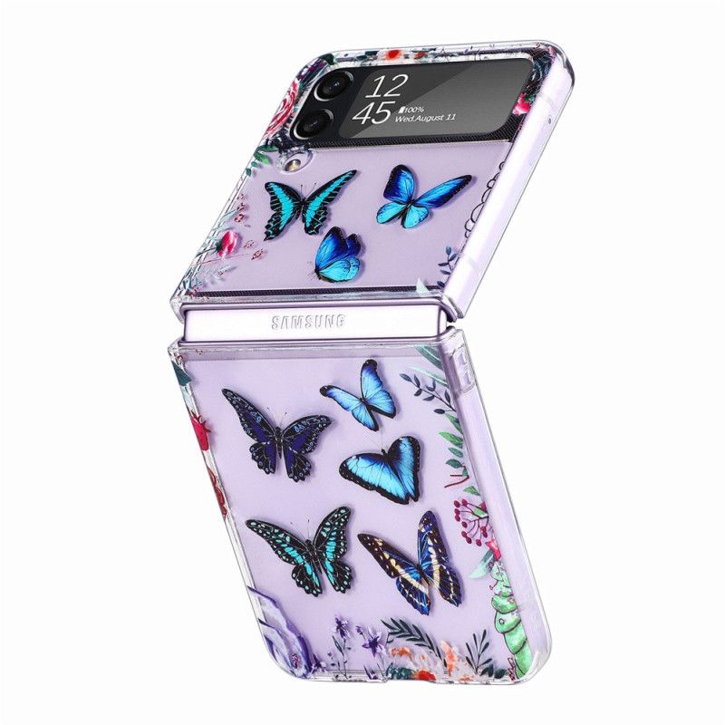 Flipové Puzdro Samsung Galaxy Z Flip 4 Kožené Puzdro Viaceré Motýle