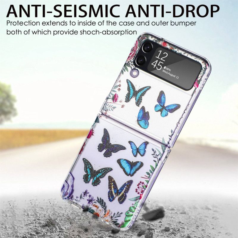 Flipové Puzdro Samsung Galaxy Z Flip 4 Kožené Puzdro Viaceré Motýle
