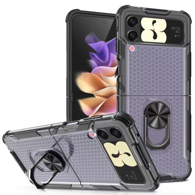 Flipové Puzdro Samsung Galaxy Z Flip 4 Kožené Puzdro Voština S Kruhovou Podperou