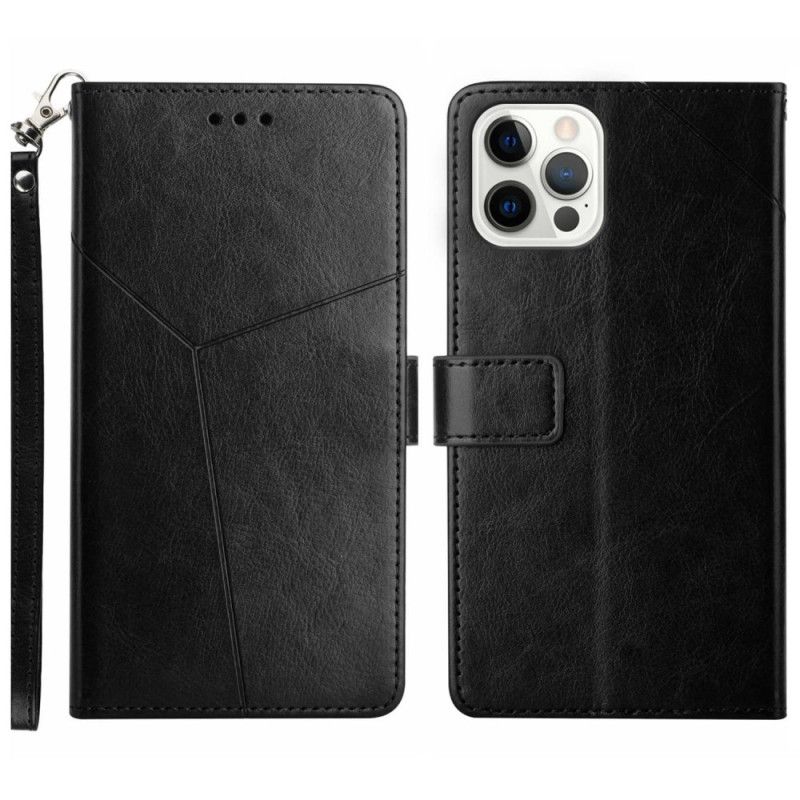 Kožené Puzdro iPhone 16 Pro Max Kryt Na Mobil Dizajn Popruhu Y