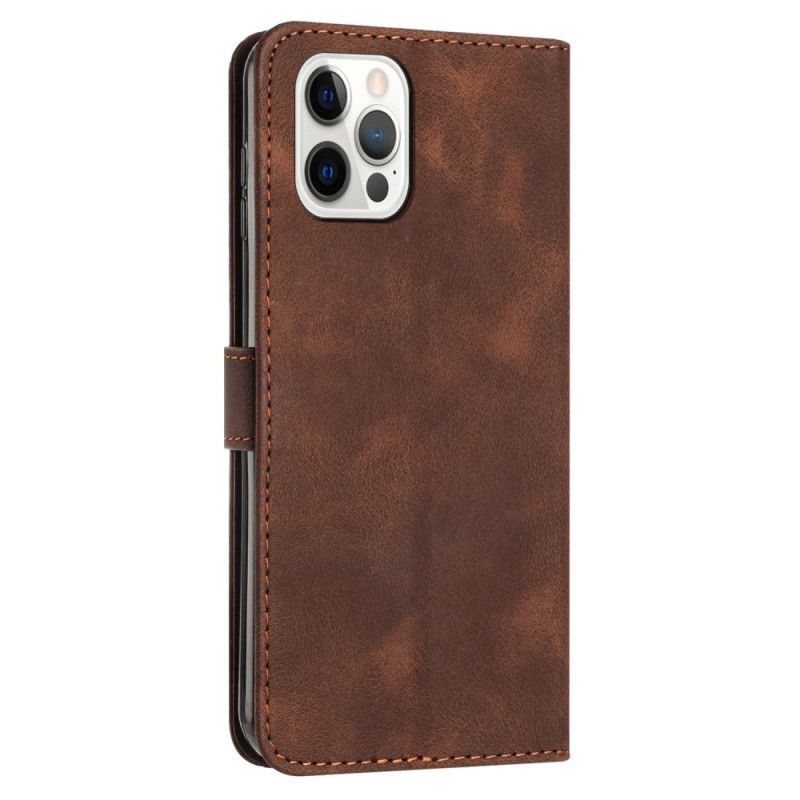 Kožené Puzdro iPhone 16 Pro Max Kryt Na Mobil Geometrický Dizajn Popruhu