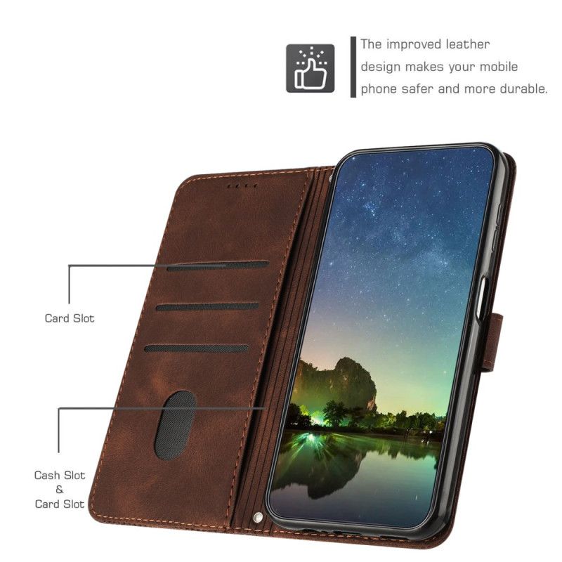 Kožené Puzdro iPhone 16 Pro Max Kryt Na Mobil Geometrický Dizajn Popruhu