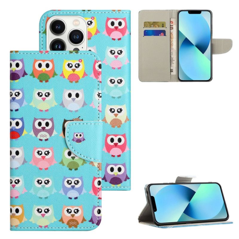 Kožené Puzdro iPhone 16 Pro Max Kryt Na Mobil Kmeň Sovy