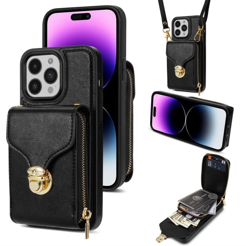 Kryt Na iPhone 16 Pro Max Peňaženka S Popruhom