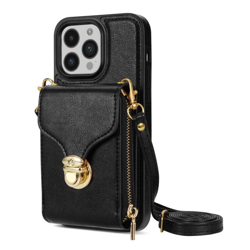 Kryt Na iPhone 16 Pro Max Peňaženka S Popruhom