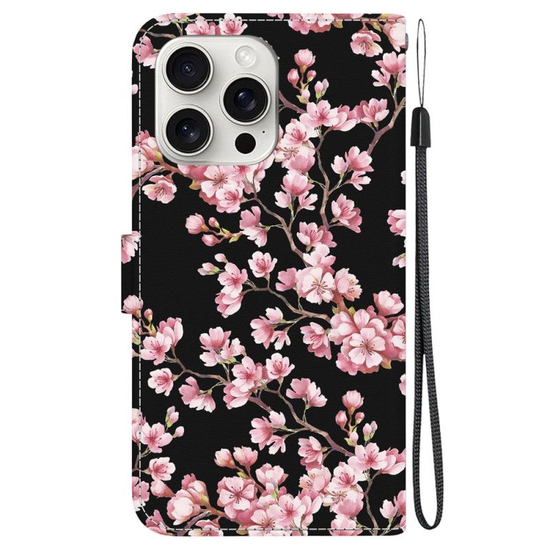 Puzdro iPhone 16 Pro Max Zviazané Slivkové Kvety