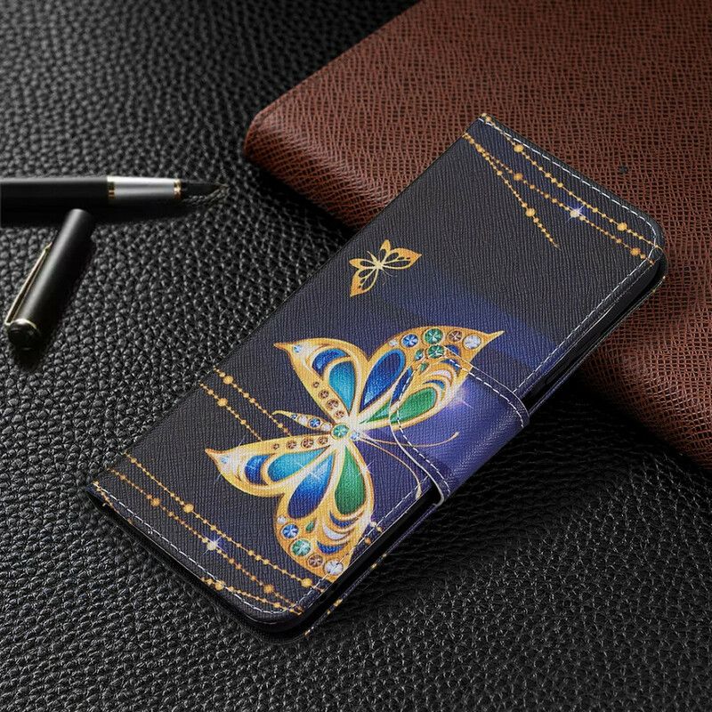 Kožené Puzdro Xiaomi Redmi Note 10 5G Čarovný Motýľ
