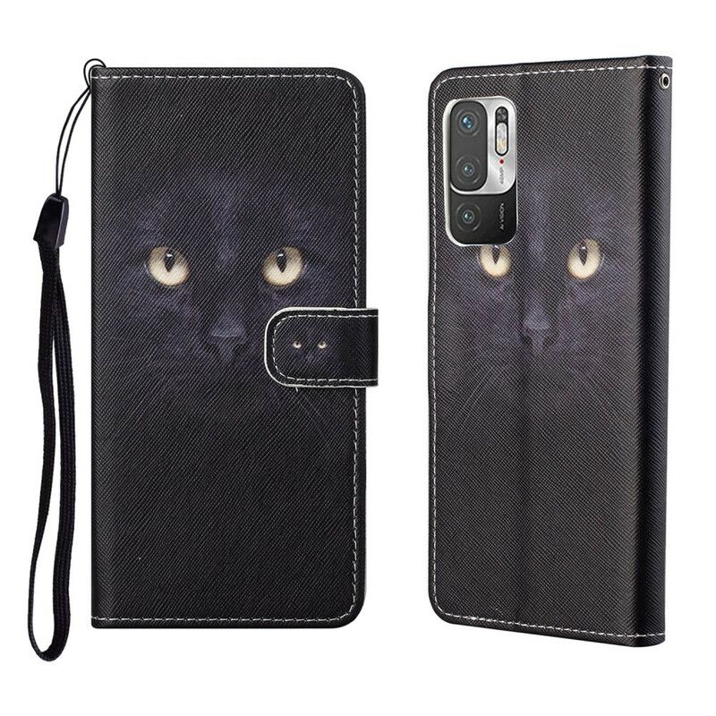Kožené Puzdro Xiaomi Redmi Note 10 5G Strappy Cat Eyes