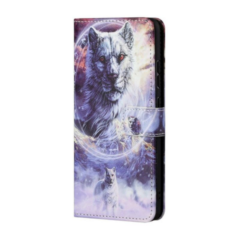 Kožené Puzdro Xiaomi Redmi Note 10 5G Vlk S Lanyardom