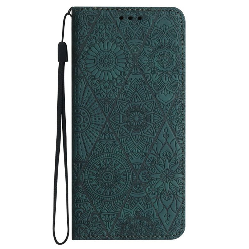 Puzdro Na Samsung Galaxy A16 5g Kvetinový Vzor A Remienok
