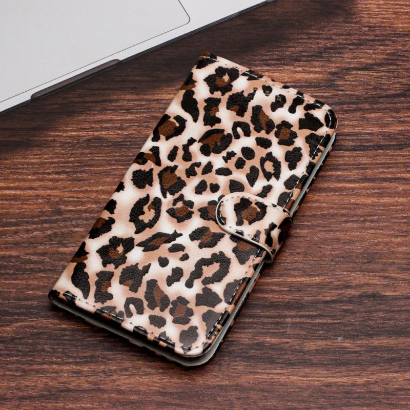 Kožené Puzdro Xiaomi Redmi A1 Potlač Leoparda Na Remienku