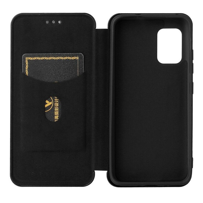 Flipové Puzdro Asus Zenfone 8 Kožené Puzdro Uhlíkové Vlákno S Oporným Krúžkom