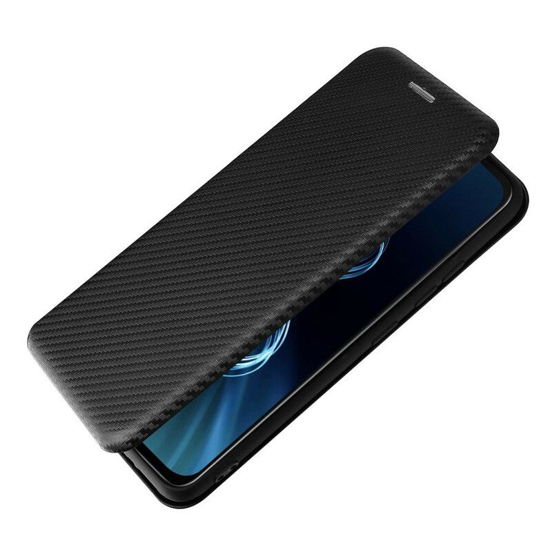 Flipové Puzdro Asus Zenfone 8 Kožené Puzdro Uhlíkové Vlákno S Oporným Krúžkom