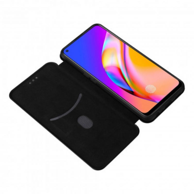 Flipové Puzdro Oppo A94 5G Kožené Puzdro Farebný Uhlíkový Silikón