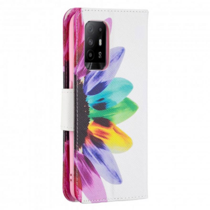 Kožené Puzdro Oppo A94 5G Akvarelový Kvet