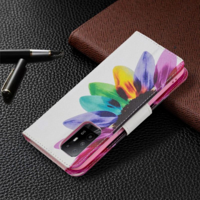Kožené Puzdro Oppo A94 5G Akvarelový Kvet
