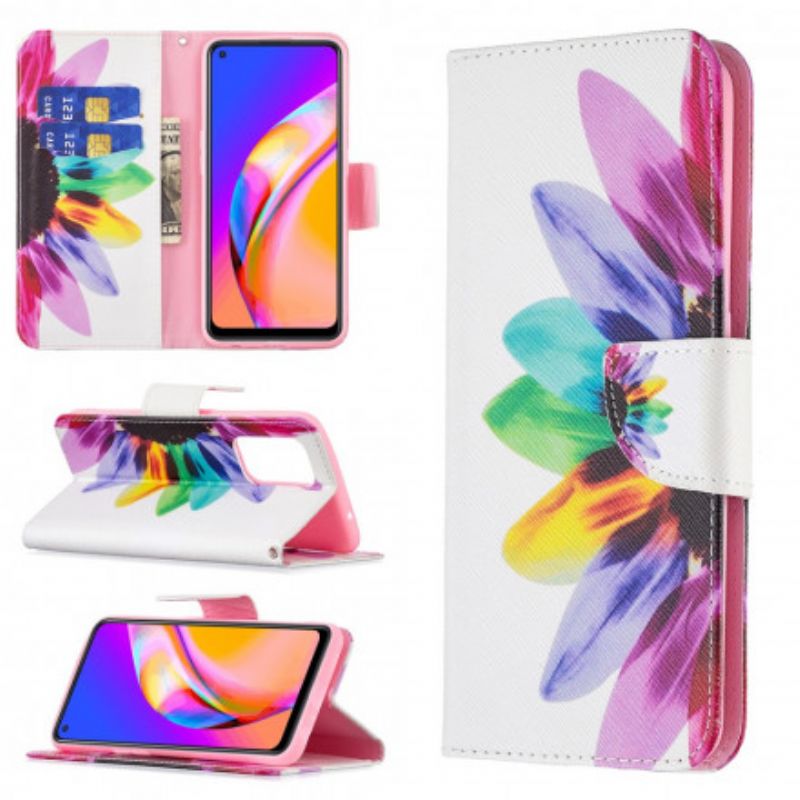 Kožené Puzdro Oppo A94 5G Akvarelový Kvet
