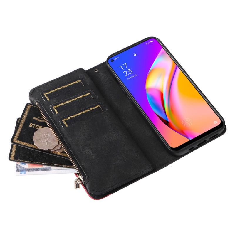 Kožené Puzdro Oppo A94 5G Dvojfarebná Kabelka So Šnúrkou