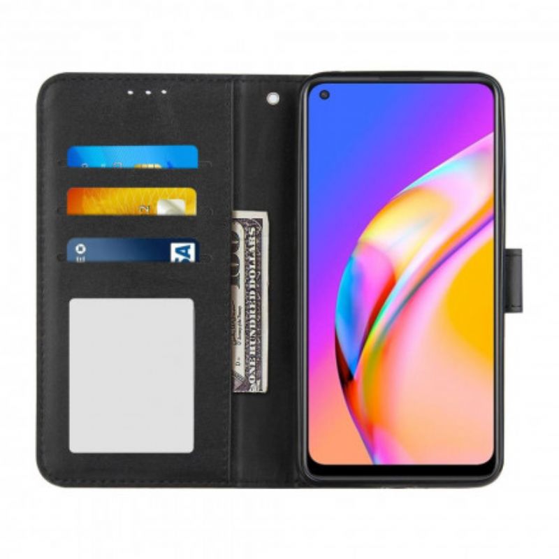 Kožené Puzdro Oppo A94 5G Efekt Remienky Geo Leather