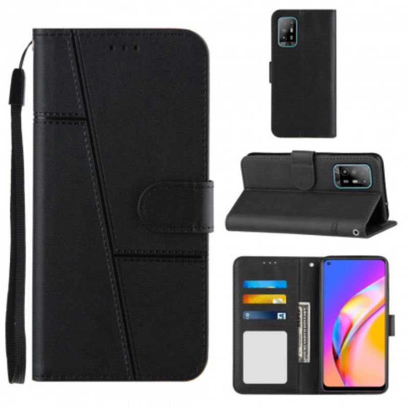 Kožené Puzdro Oppo A94 5G Efekt Remienky Geo Leather