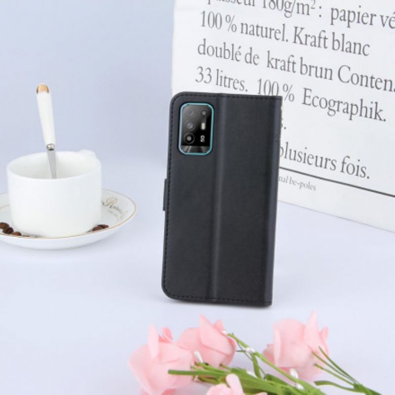 Kožené Puzdro Oppo A94 5G Efekt Remienky Geo Leather