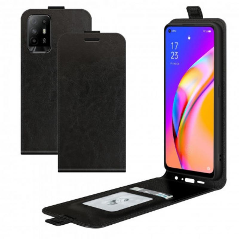 Kožené Puzdro Oppo A94 5G Flipové Puzdro Vertikálna Klapka S Koženým Efektom