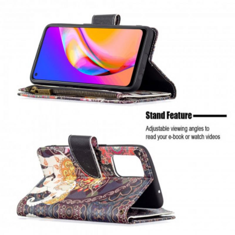 Kožené Puzdro Oppo A94 5G Vrecko Na Zips Slona