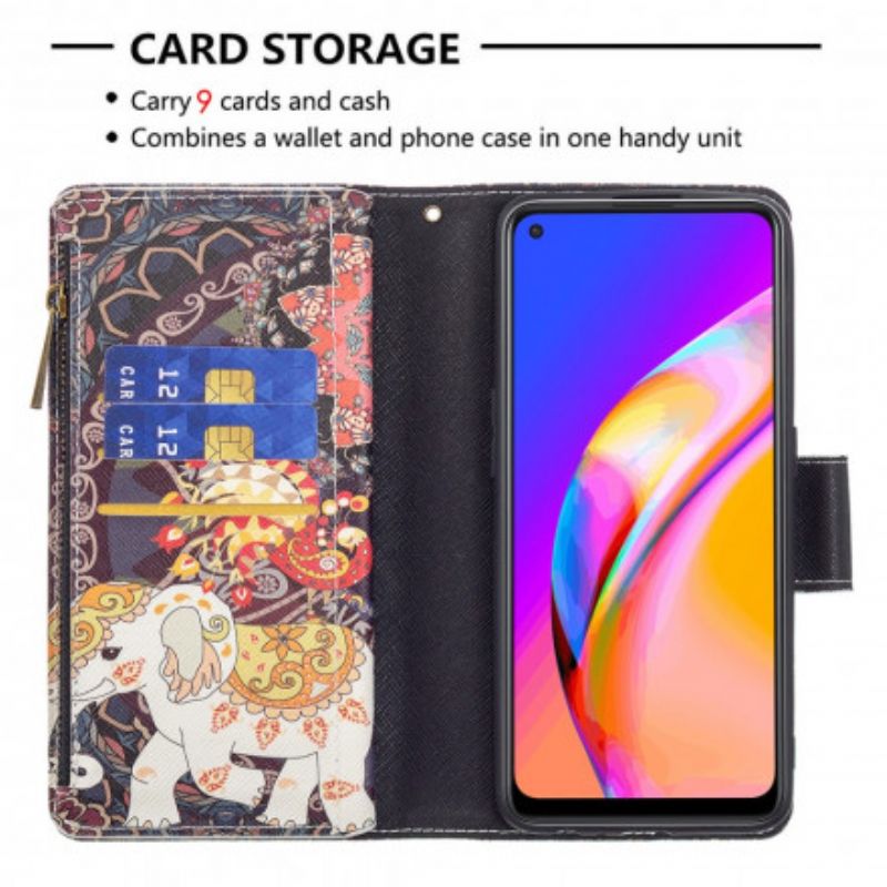 Kožené Puzdro Oppo A94 5G Vrecko Na Zips Slona
