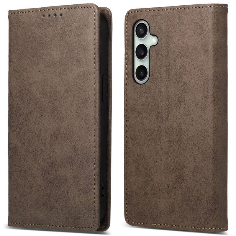 Kožené Puzdro Na Samsung Galaxy S24 Fe Technológia Blokovania Rfid Prípadu S Retro Efektom