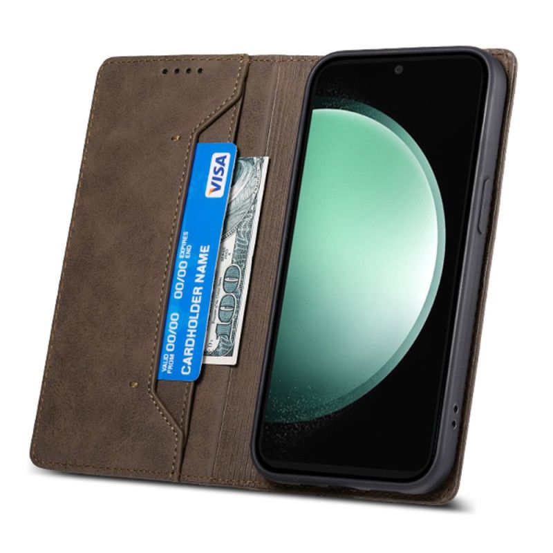 Kožené Puzdro Na Samsung Galaxy S24 Fe Technológia Blokovania Rfid Prípadu S Retro Efektom