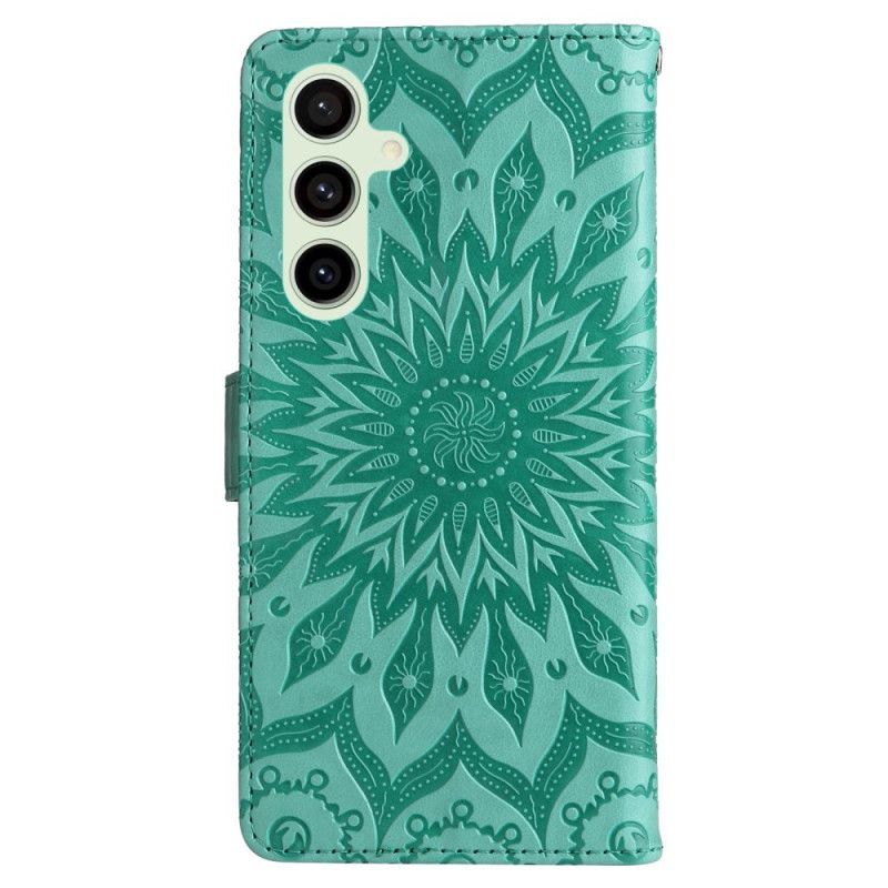 Kožené Puzdro Samsung Galaxy S24 Fe Dizajn Popruhu Slnečnica