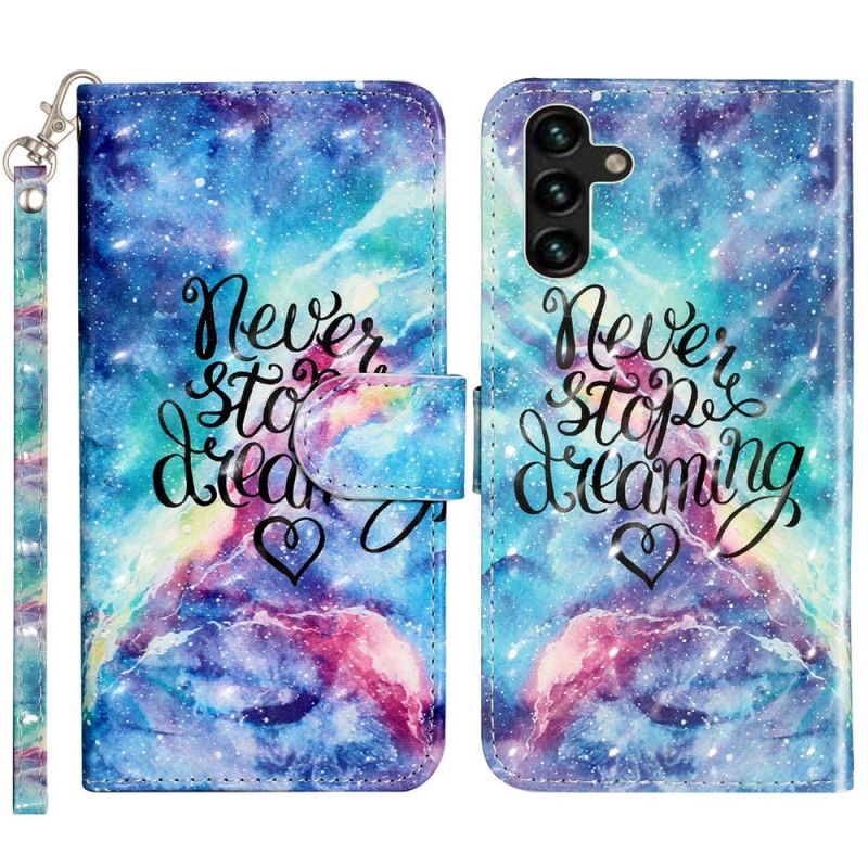Kožené Puzdro Samsung Galaxy S24 Fe Hviezdna Obloha S Popruhom