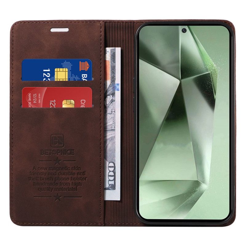Kožené Puzdro Samsung Galaxy S24 Fe Technológia Blokovania Rfid V Retro Štýle Betopnice